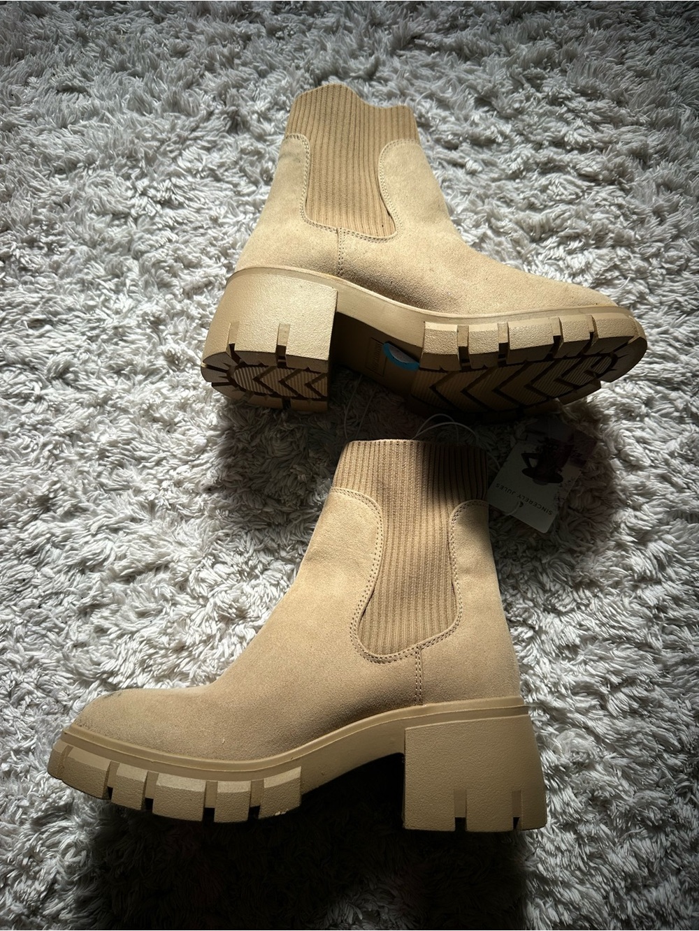Sincerly Jules Tan Chunky Chelsea Heeled Boots